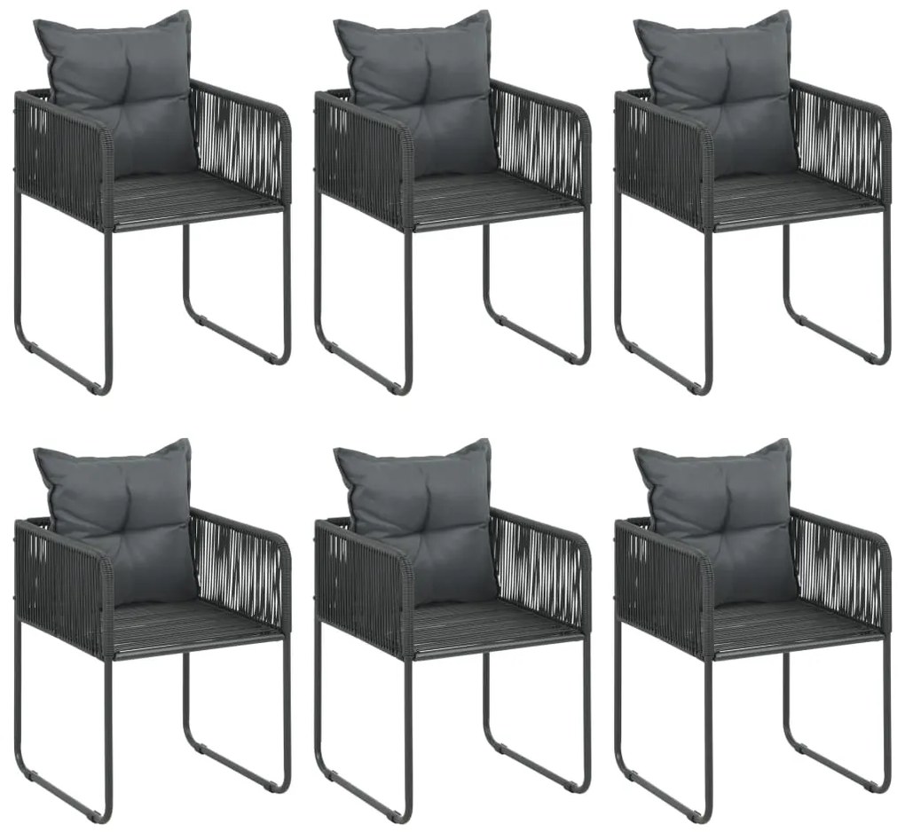 7 pcs conjunto de jantar para jardim vime de PVC preto