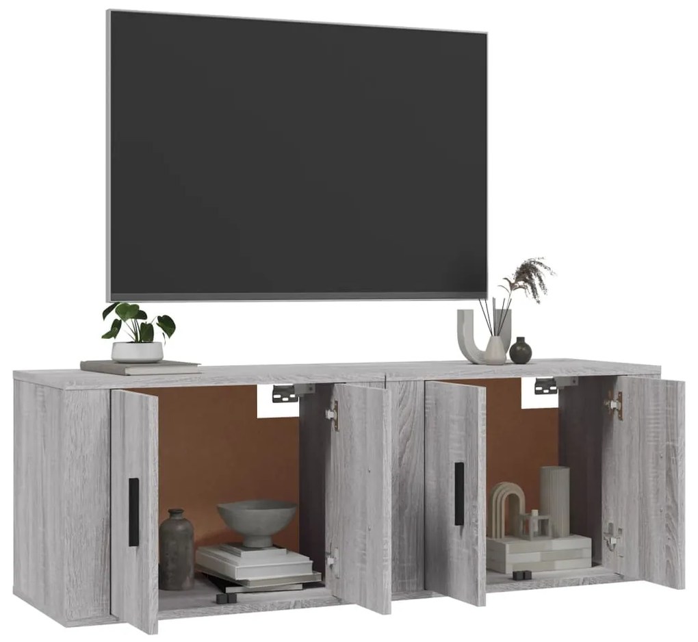 Móveis de TV de parede 2 pcs 57x34,5x40 cm cinzento sonoma