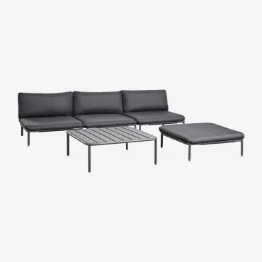 Sofá De Jardim Modular De 3 Peças, Pufe E Mesa De Centro Roubly Cinza Grafito - Sklum