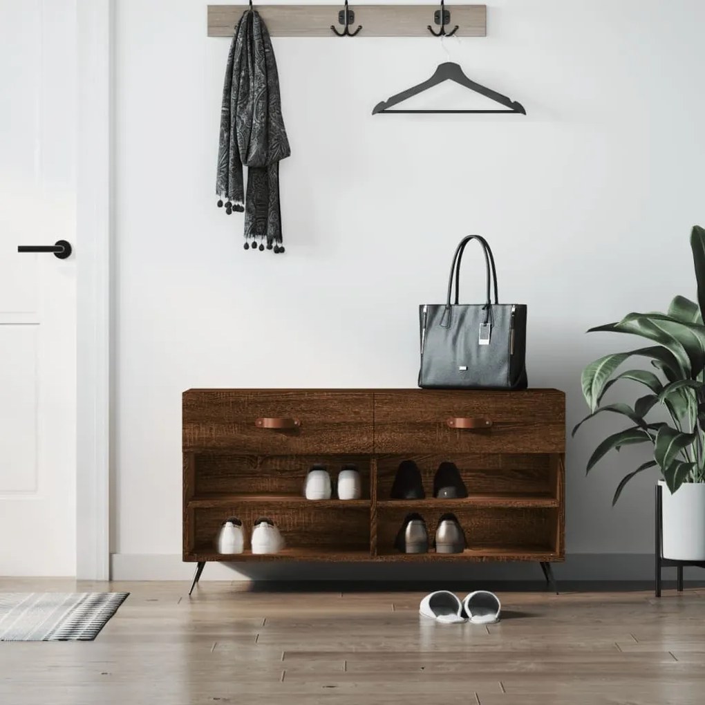 vidaXL Banco sapateira 102x35x55 cm deriv. madeira carvalho castanho
