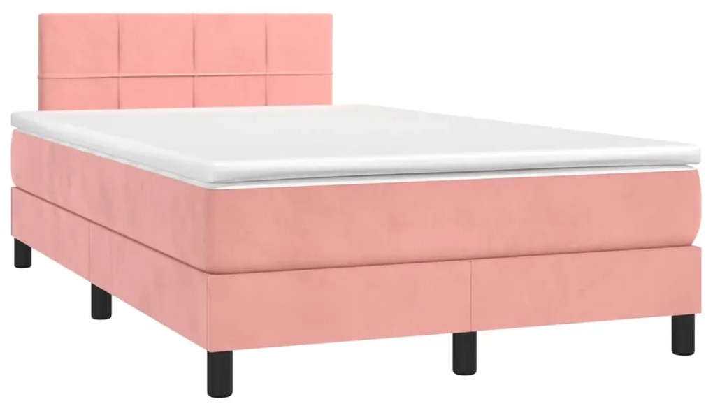 Cama boxspring com colchão 120x200 cm veludo rosa