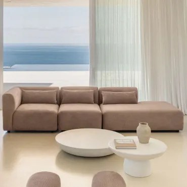 Sofá Modular De Canto Em 3 Peças Com Chaise Longue Direita Fogler Bombazina Castanho Camel - Sklum