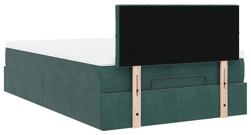 Estrutura de cama otomana com colchão verde escuro veludo