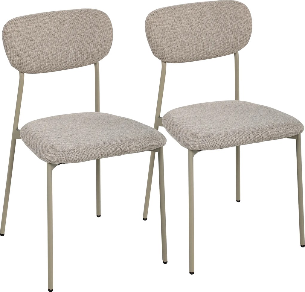 HOMCOM Conjunto de 2 cadeiras de sala de jantar modernas, cadeiras de cozinha empilháveis em tecido efeito linho, castanho claro | Aosom Portugal