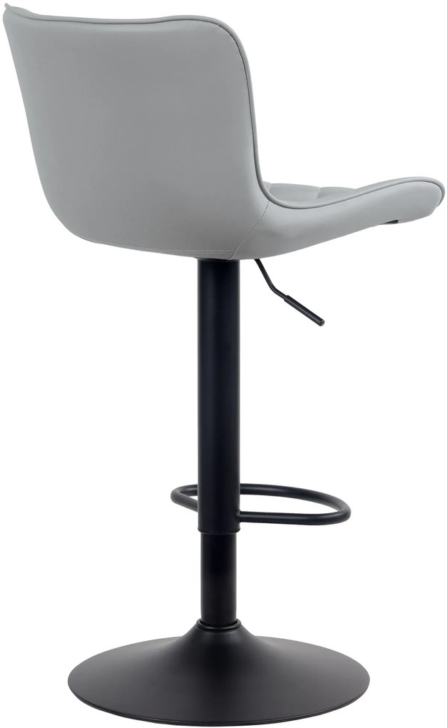 Banco de bar Emma em couro sintético e com estrutura preta 48 x 83-107 x 54 cm Cinzento
