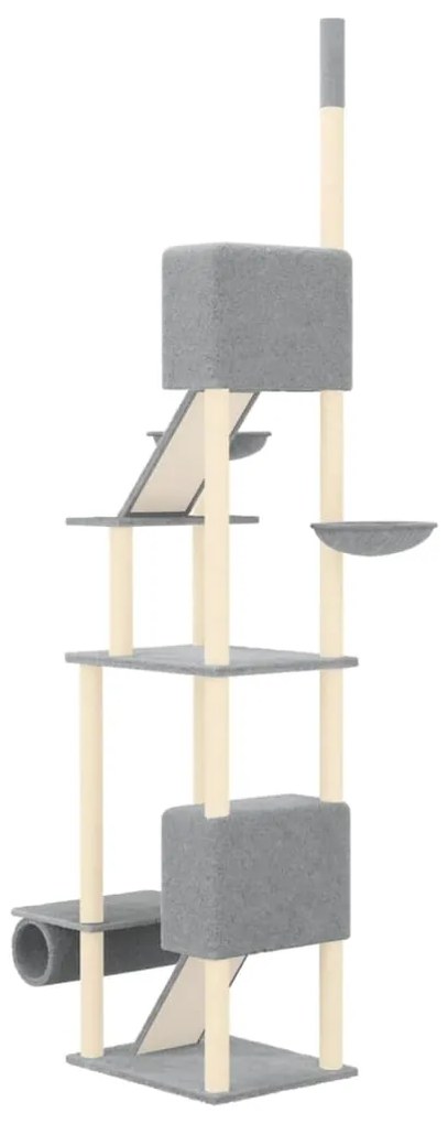 Árvore gatos altura ajustável chão-teto 277-303 cm cinza-claro