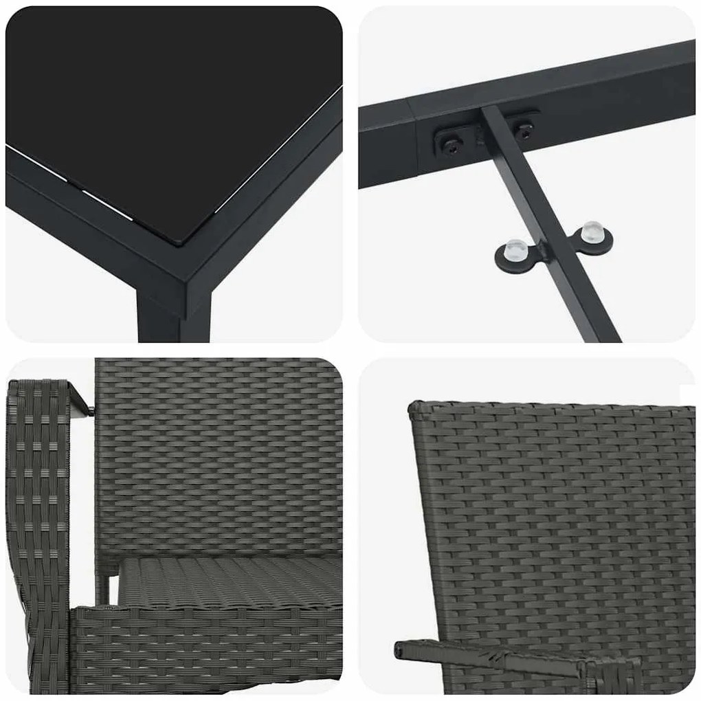 Conjunto de Jantar de Jardim 5 pcs Preto 160 x 80 x 73 cm
