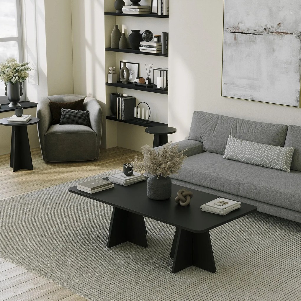 Mesa de Café Mushroom – Preto – 120x40x60 cm