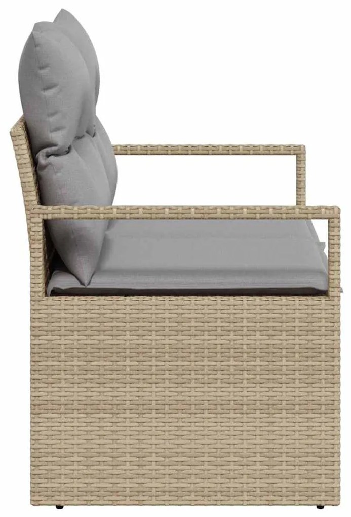 Sofá de Jardim 2 Lugares com Armazenamento e Almofadas Bege em Rattan