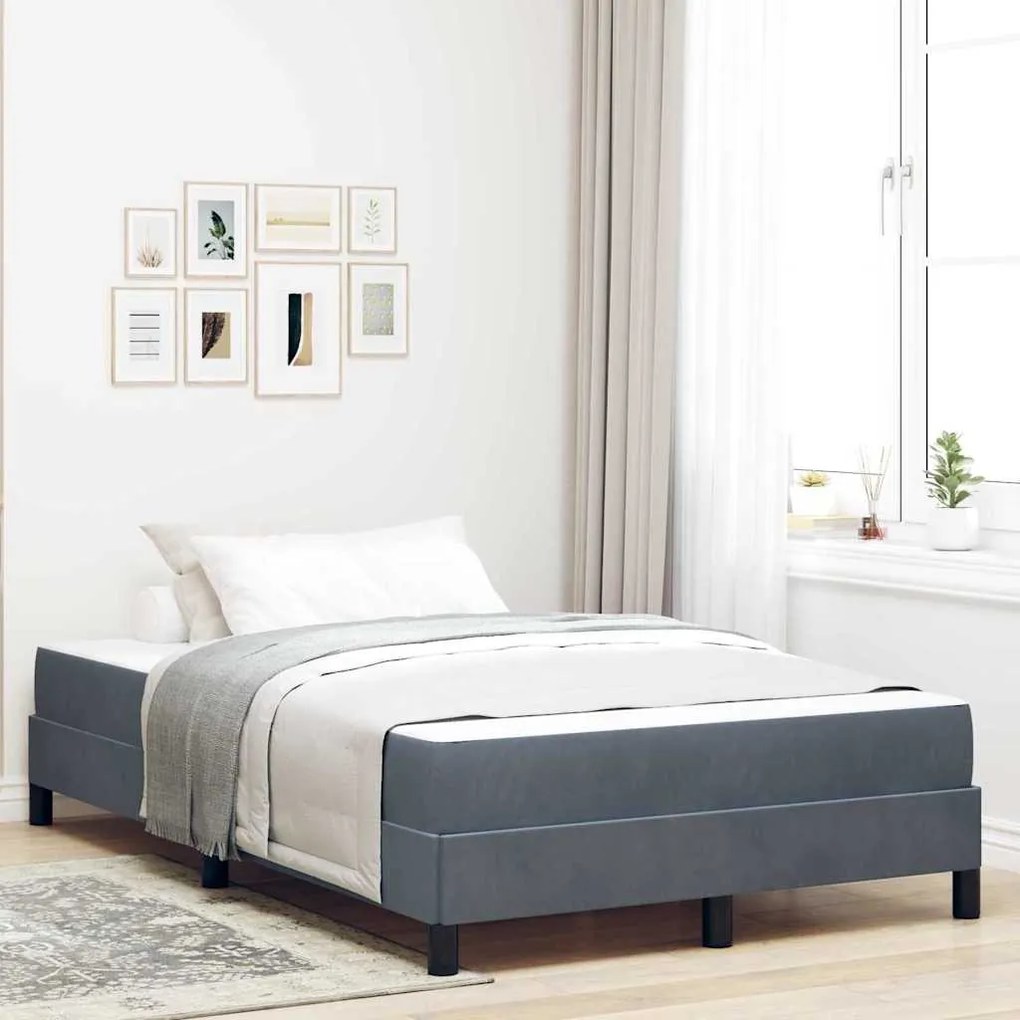 vidaXL Cama Box com colchão Cinza Escuro 120 x 190 cm tecido