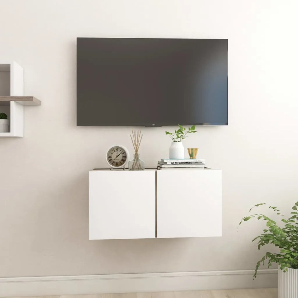 vidaXL Móvel de TV para parede 60x30x30 cm branco e carvalho sonoma