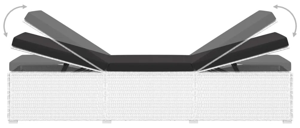 3 pcs espreguiçadeiras jardim c/ mesa de centro vime PE branco