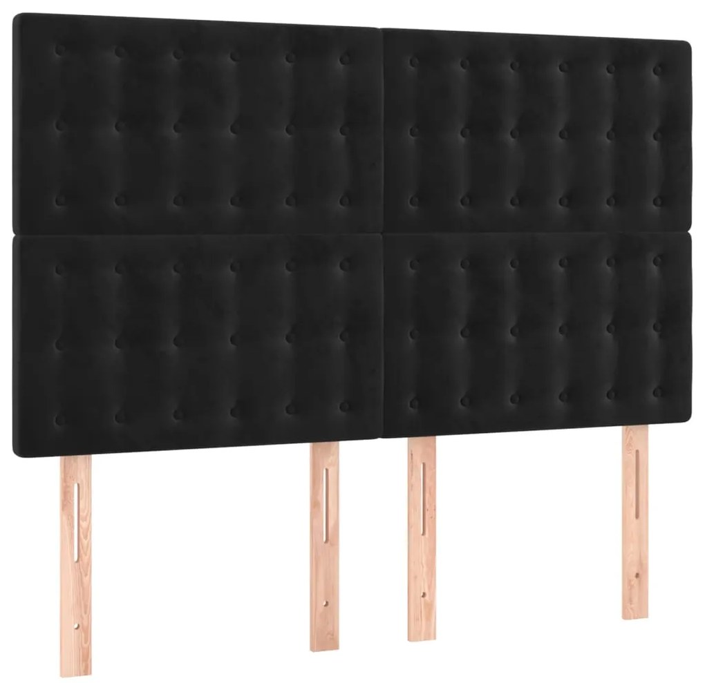 Cama box spring c/ colchão/LED 140x190 cm veludo preto