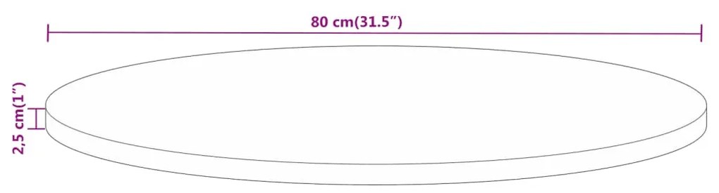 Tampo de mesa redondo Ø80x2,5cm madeira recuperada maciça