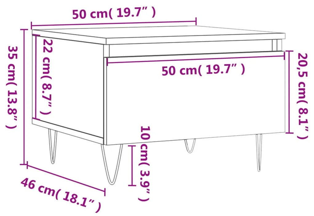 Mesa de centro 50x46x35 cm derivados de madeira cinzento sonoma