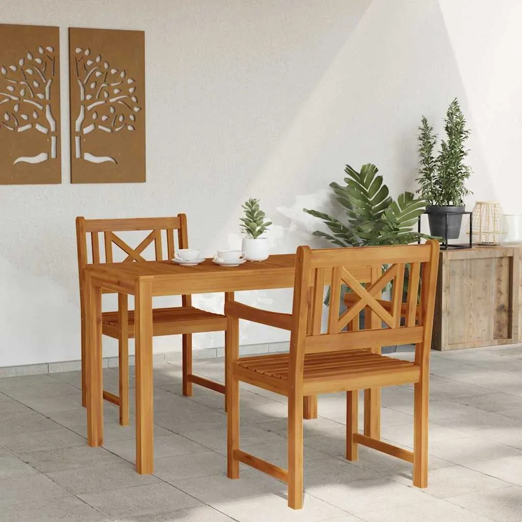 Conjunto de Jantar de Jardim 3 pcs Madeira clara Padrão