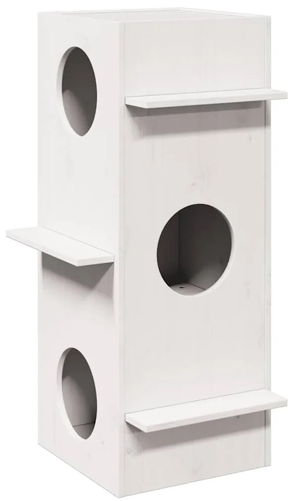 Casa do gato 43x43x90 cm madeira de pinho maciça branco