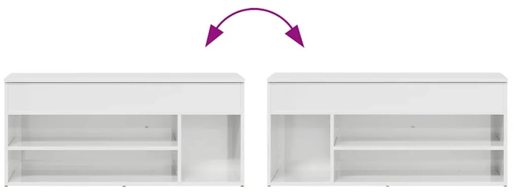 Banco sapateira 102x30,5x45 cm branco brilhante