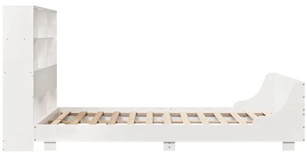Cama sem colchão 140x200 cm madeira de pinho maciça branco
