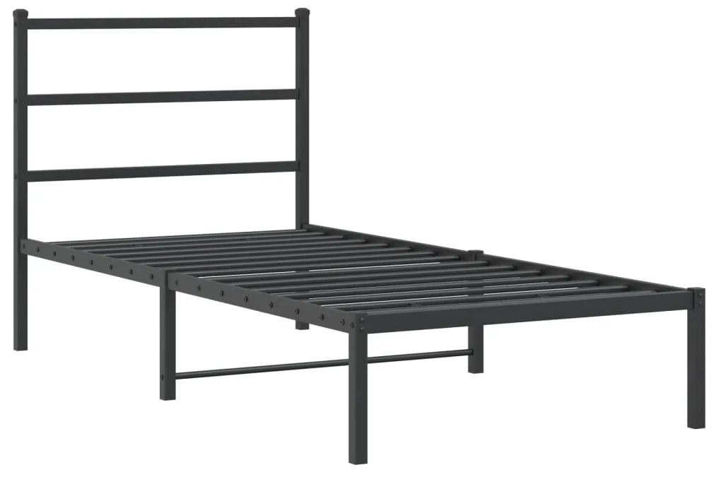 Estrutura de cama com cabeceira 90x200 cm metal preto