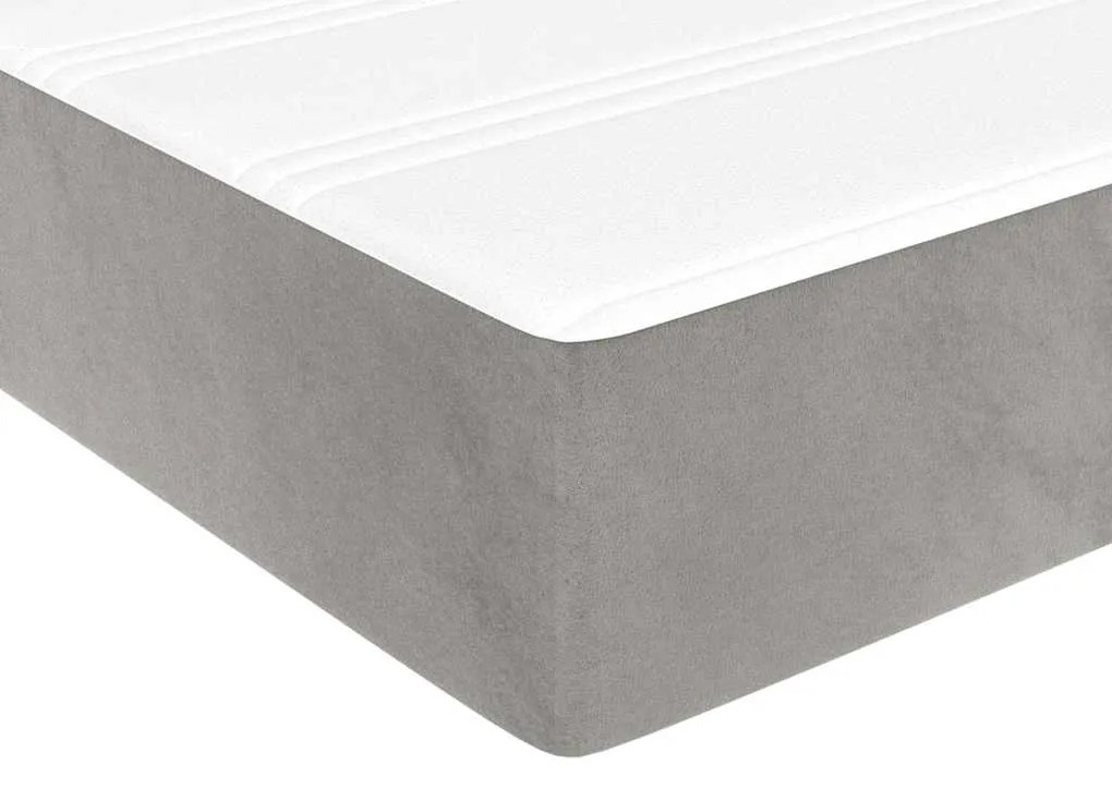Colchão de molas ensacadas 140x210x20 cm veludo cinza-claro