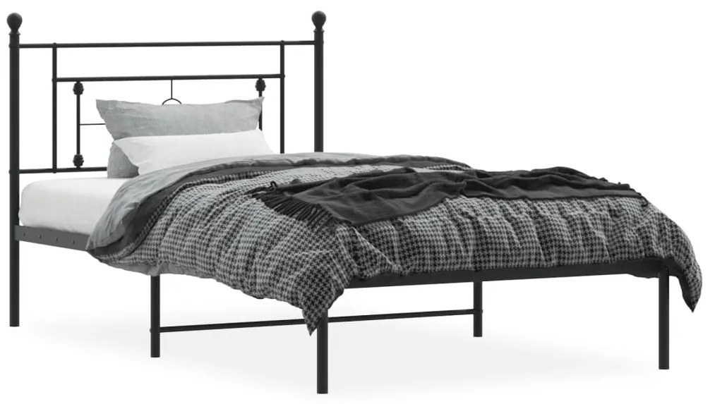 Estrutura de cama com cabeceira 107x203 cm metal preto
