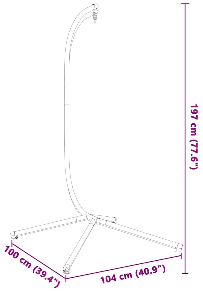 Cadeira forma de ovo suspensa com suporte aço antracite