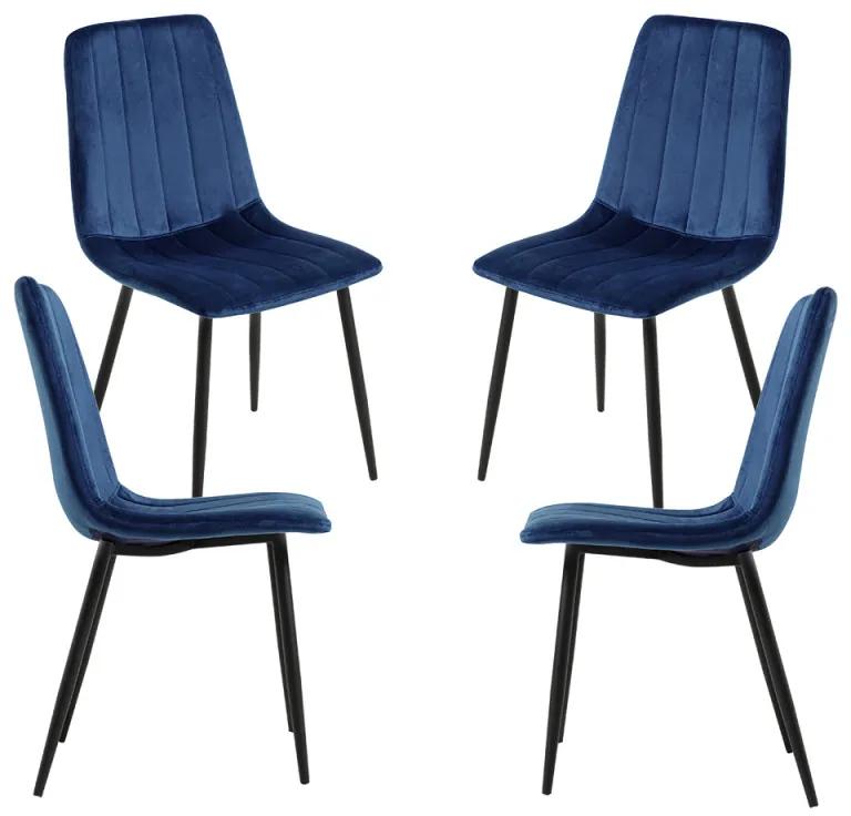 Pack 4 Cadeiras Veludo Liny - Azul