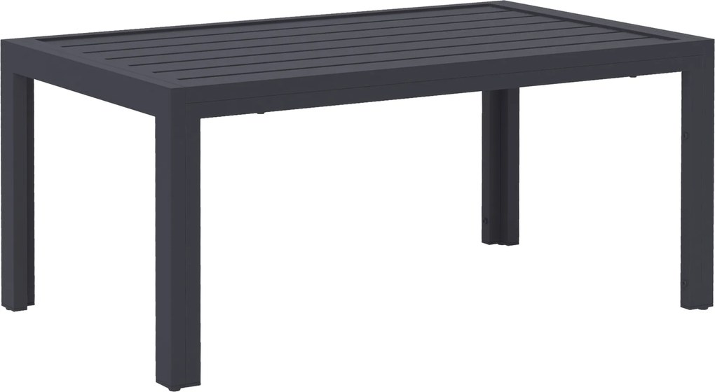 Outsunny Mesa baixa de jardim mesa auxiliar de pátio retangular, estrutura em aço, tampo com ripas, 101,5 x 61 x 46 cm, cinza | Aosom Portugal