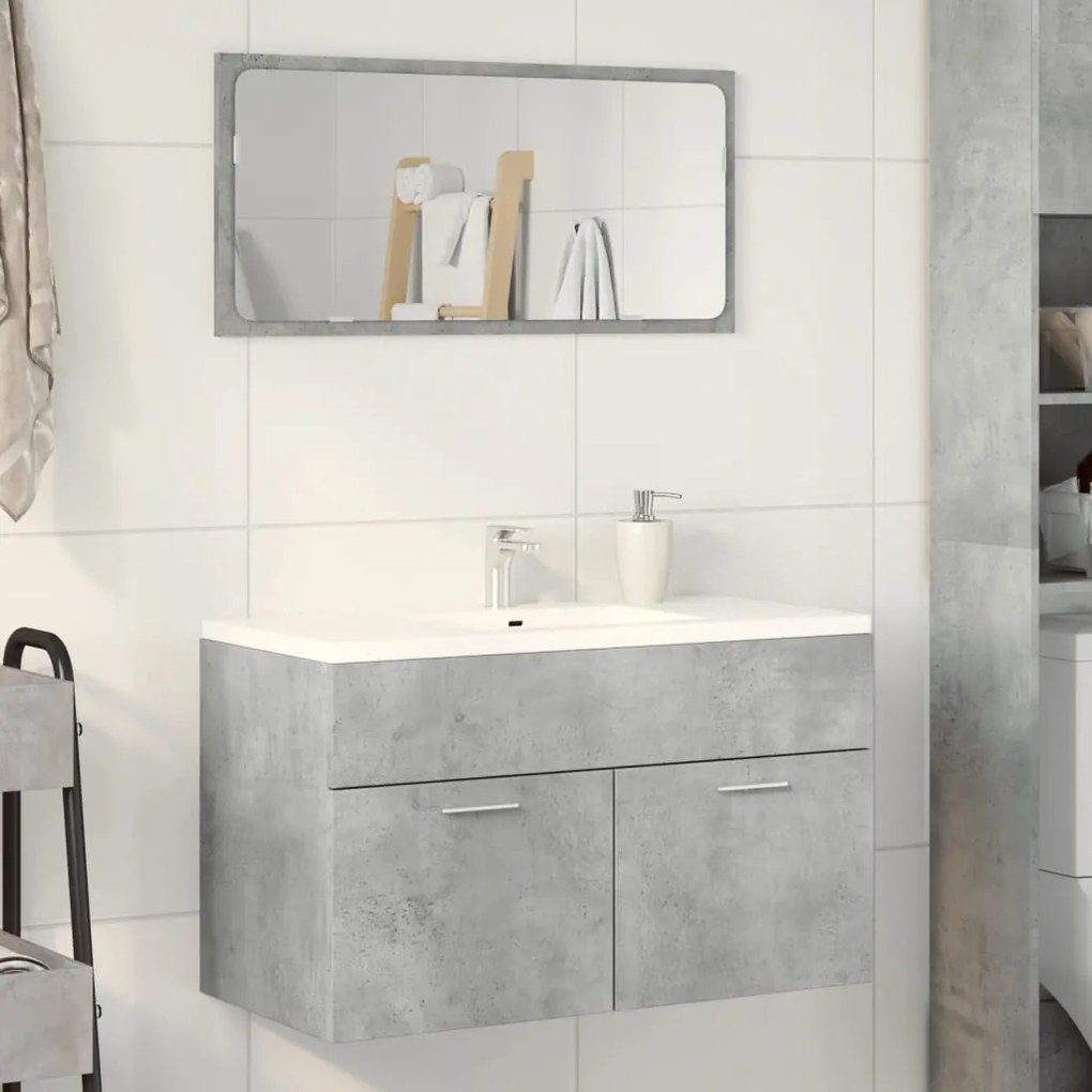 vidaXL Armário lavatório 80x38,5x46 cm contraplacado cinzento cimento
