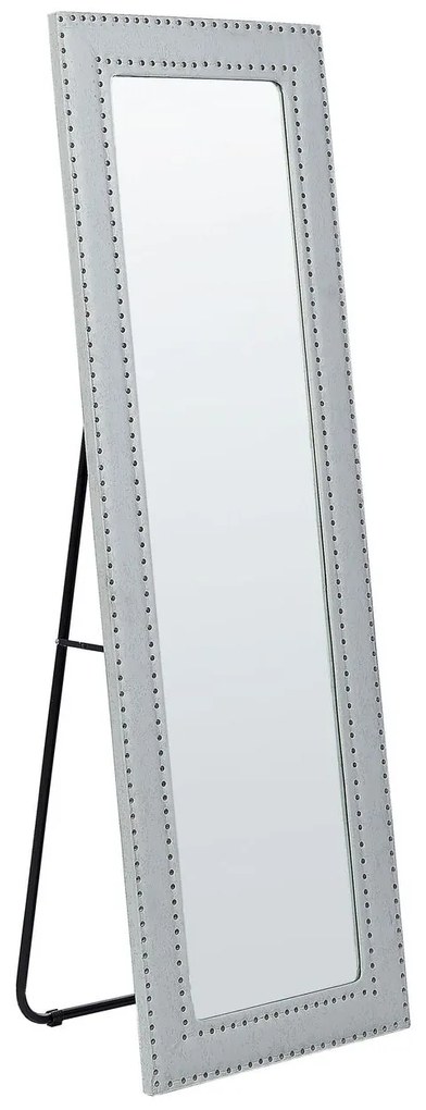 Espelho de pé com moldura em pele sintética cinzenta clara 50 x 150 cm LOCRONAN Beliani