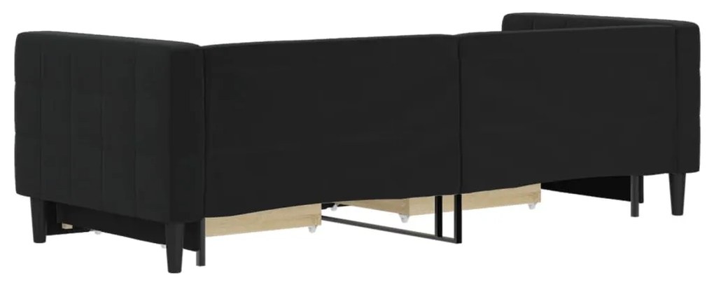 Sofá-cama com gavetão e gavetas 80x200 cm veludo preto