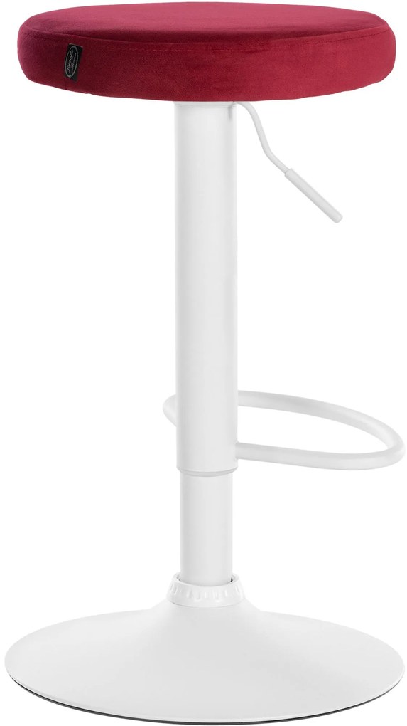 Banco de bar Ponte em veludo e com estrutura branca 38,5 x 60-81 x 38,5 cm Vermelho
