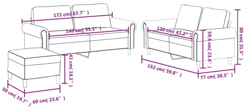 3 pcs conjunto de sofás c/ almofadões couro artificial cinzento