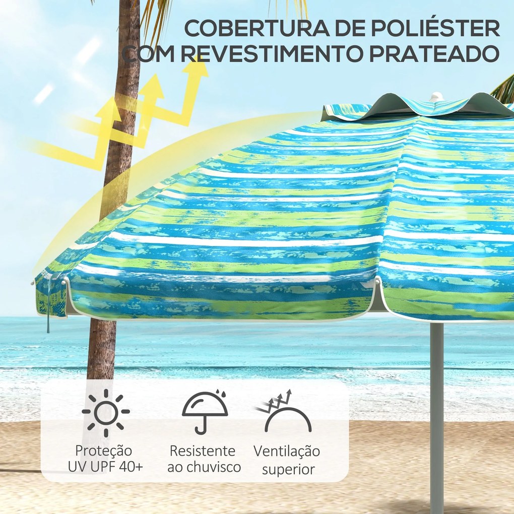 Chapéu de Sol de Praia Ø190x215 cm Chapéu de Sol para Terraço com Incl