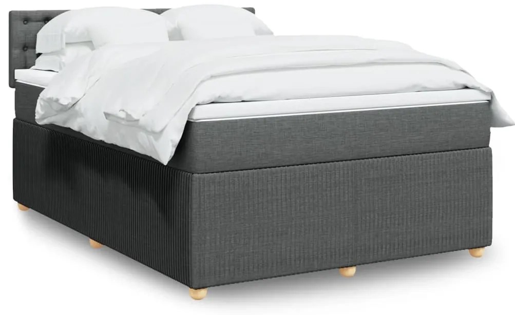 Cama com molas/colchão 140x190 cm tecido cinzento-escuro