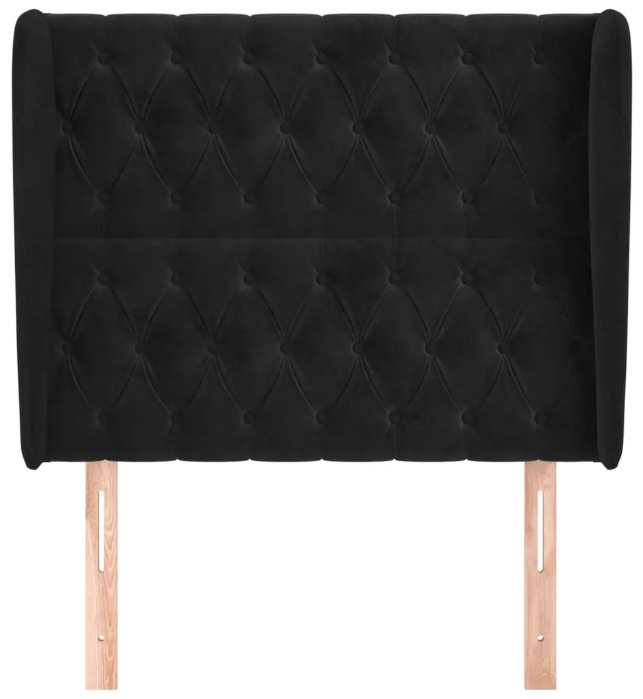 Cabeceira de cama c/ abas veludo 103x23x118/128 cm preto