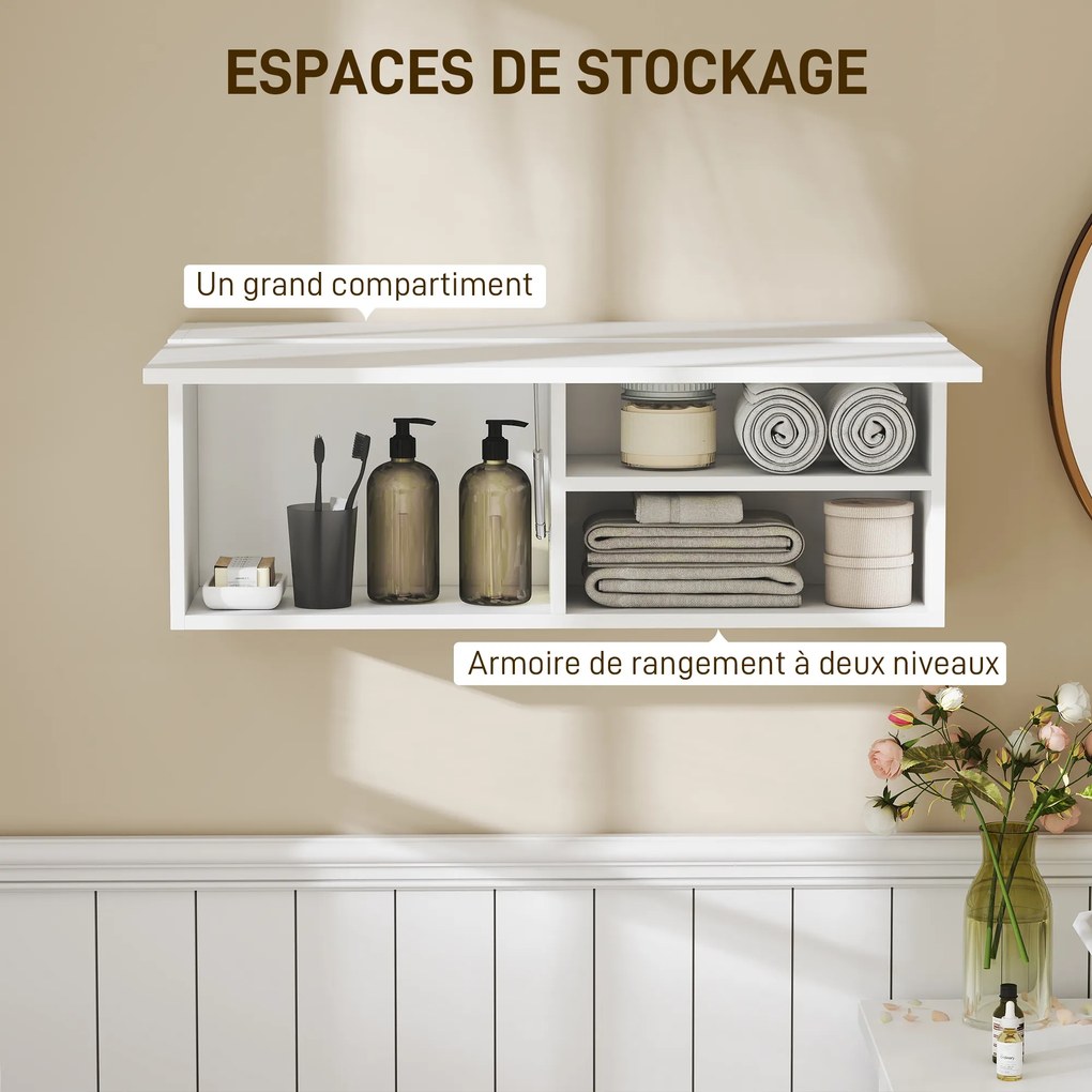 Armário de parede para casa de banho 80 x 25 x 30 cm, móvel suspenso com porta com dobradiças, branco