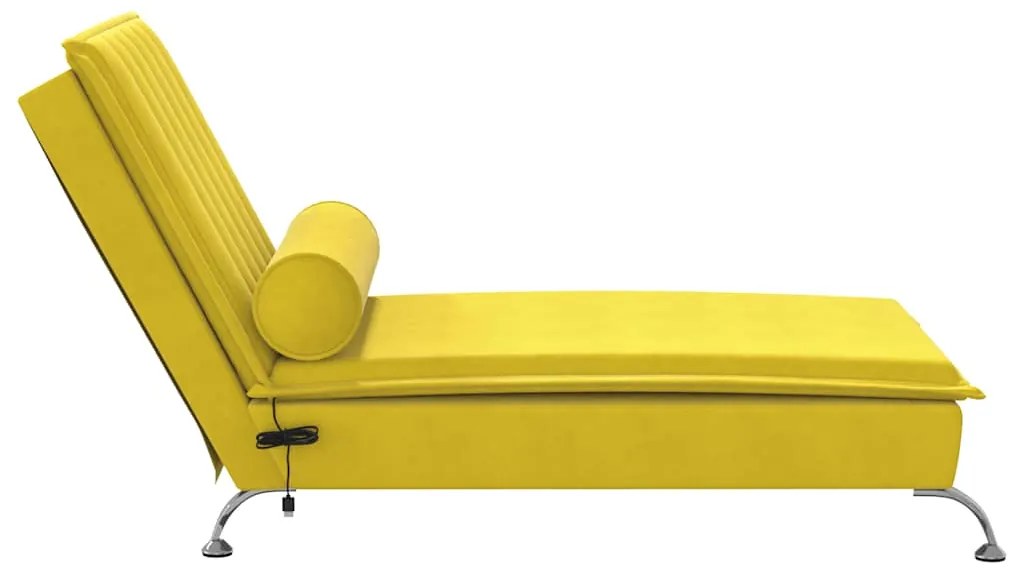 Chaise lounge de massagem com rolo veludo amarelo