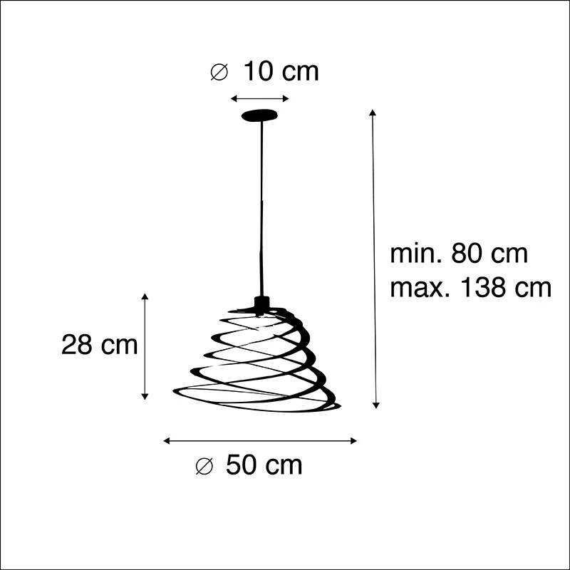 Candeeiro de suspensão design com abajur em espiral 50 cm - Scroll Design,Moderno