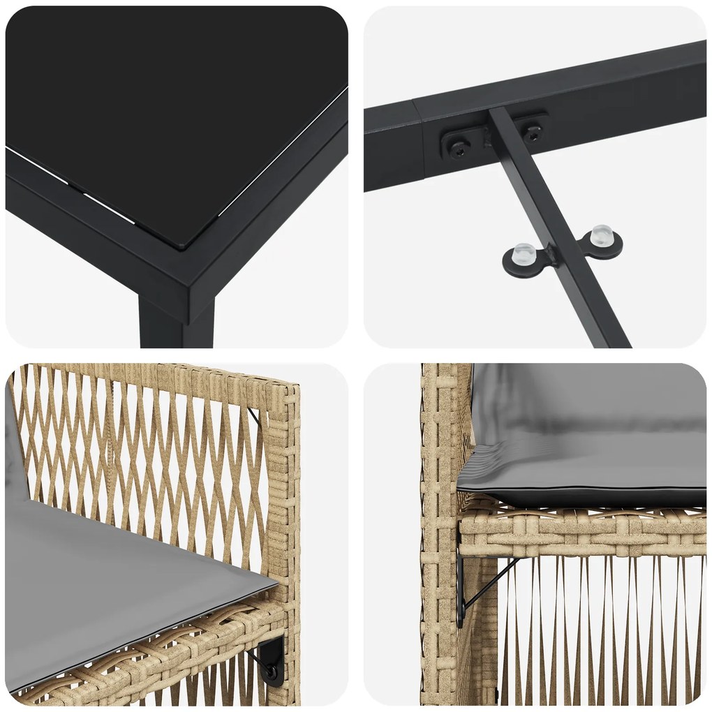 Conjunto de Jantar para Jardim vidaXL de 5 Peças com Almofadas Bege de