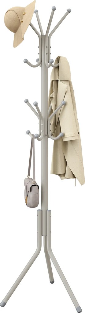 Bengaleiro em metal 48 x 43 x 175 cm com 16 ganchos de cor Greige