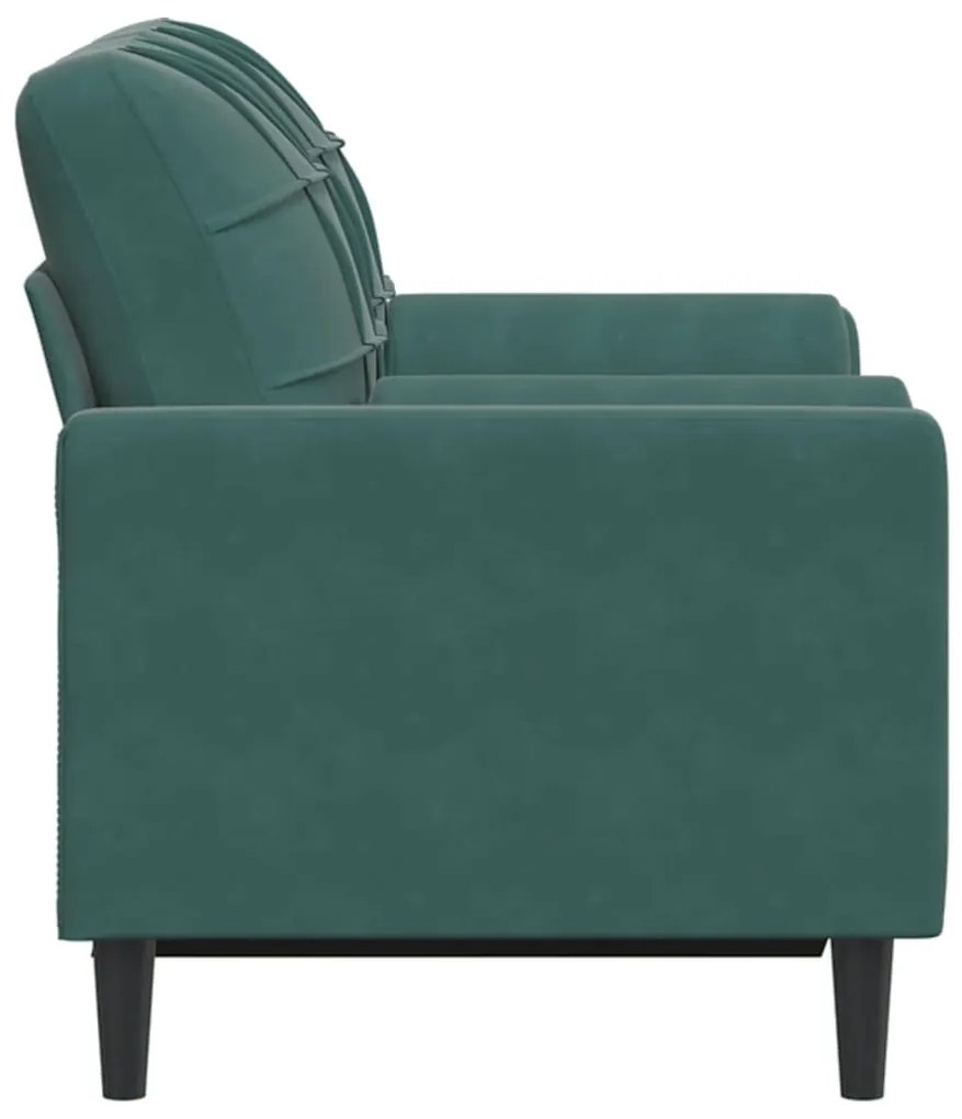 Sofá 2 lug. c/ almofadas decorativas 120 cm veludo verde-escuro