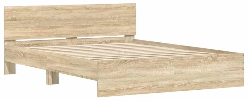 Estrutura de cama com cabeceira 140x200 cm carvalho sonoma
