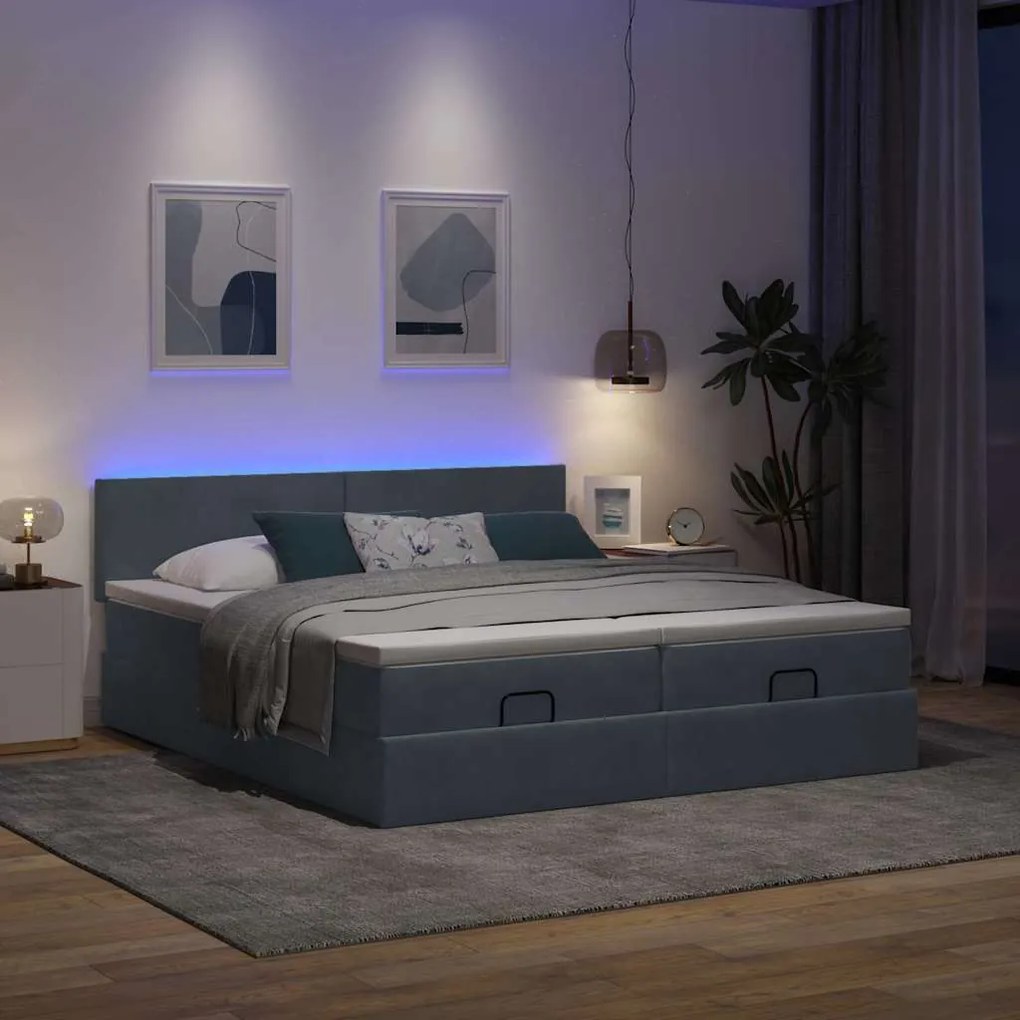 Estrutura cama otomana colchões 160x200 cm cinzento escuro