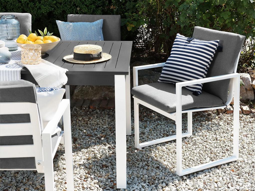 Conjunto de jardim em alumínio mesa e 8 cadeiras cinzentas e brancas PANCOLE Beliani
