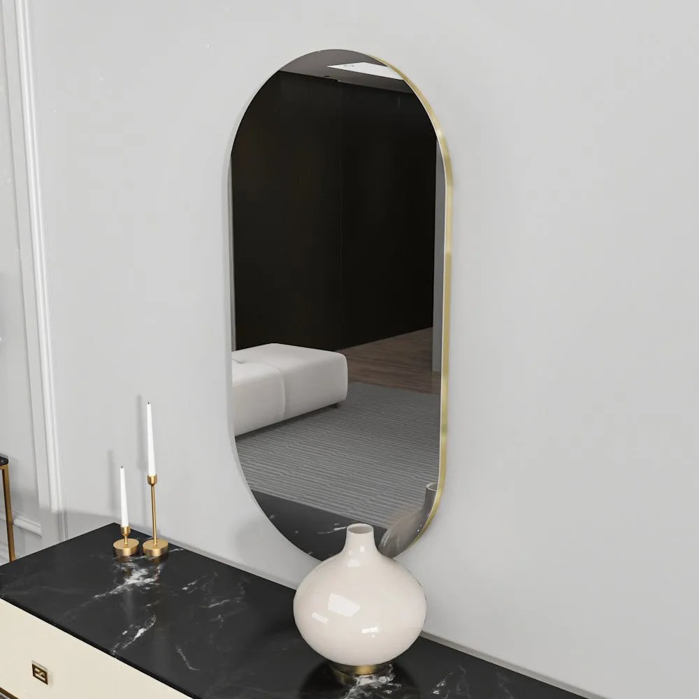 Espelho Riors – Cinzento Escuro e Dourado – 45x85 cm