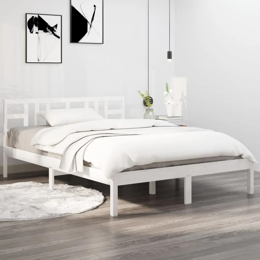 3105416 vidaXL Estrutura de cama 160x200 cm madeira maciça branco