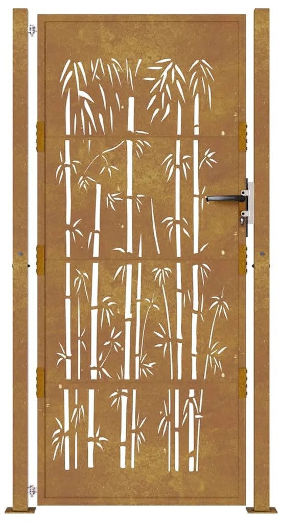Portão de jardim 105x205 cm aço corten design bambu