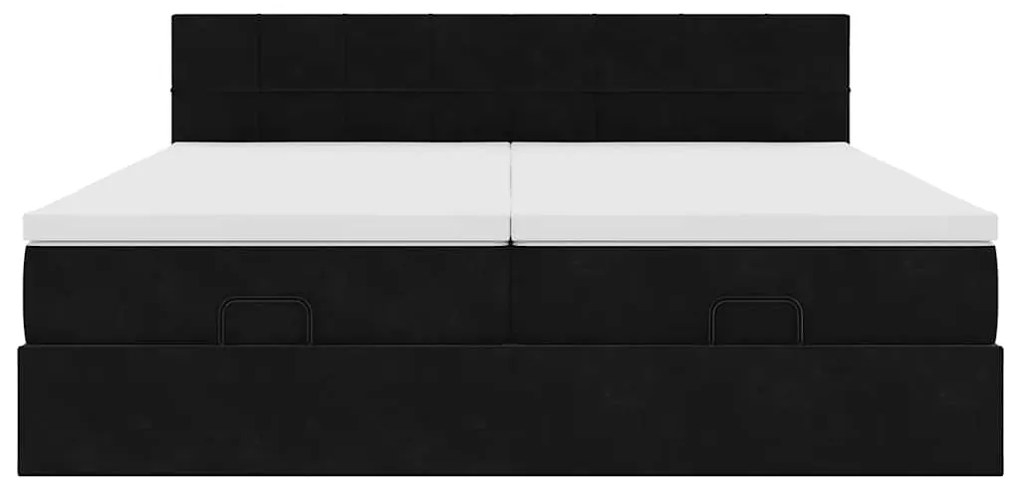 Estrutura de cama otomana com colchões 160x200 cm veludo preto